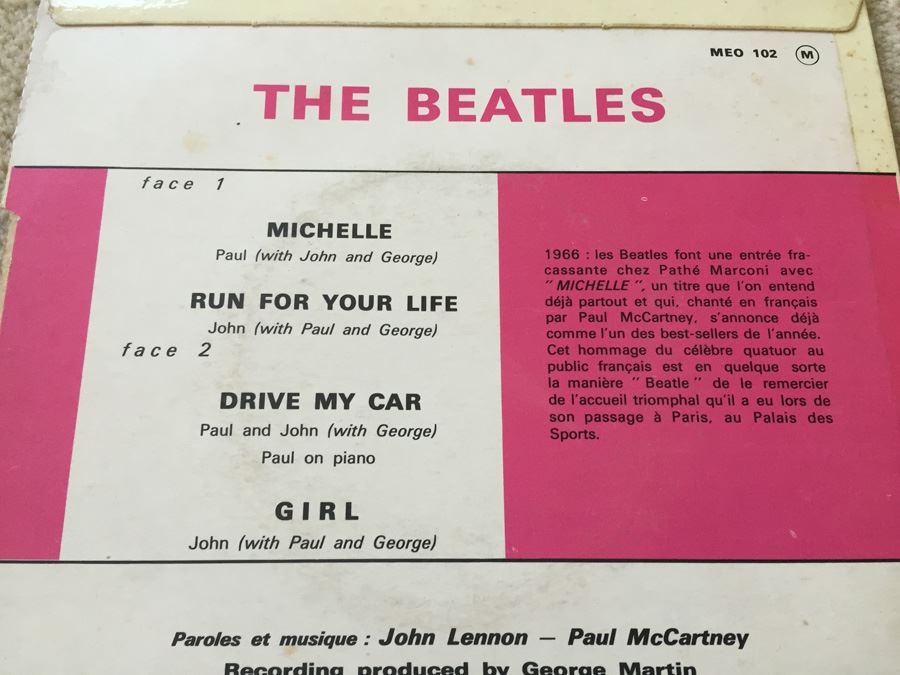 The Beatles - Rubber Soul / Michelle ODEON 45 Cover - NO RECORD - Great For Framing [Photo 3]