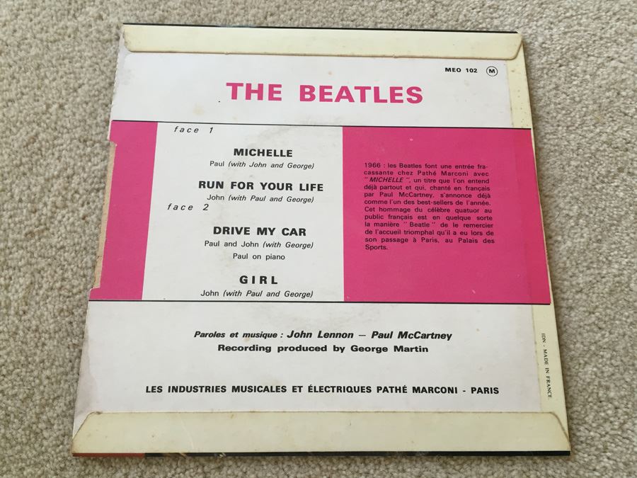 The Beatles - Rubber Soul / Michelle ODEON 45 Cover - NO RECORD - Great For Framing [Photo 2]