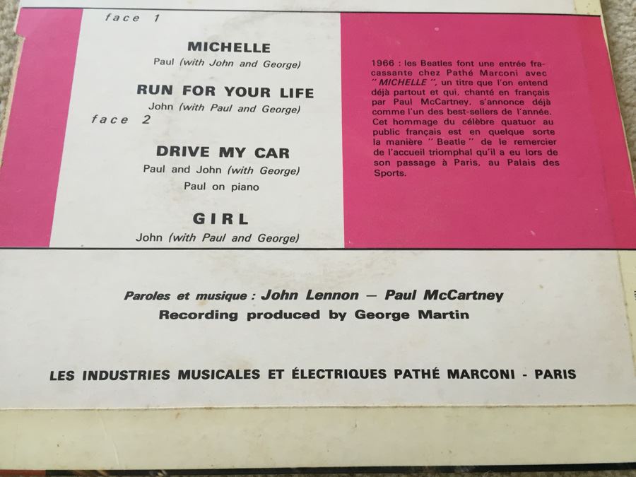 The Beatles - Rubber Soul / Michelle ODEON 45 Cover - NO RECORD - Great For Framing [Photo 4]