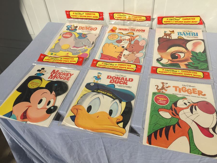 Collection Of Walt Disney Character Puppet And Golden Shape Book Sealed ...