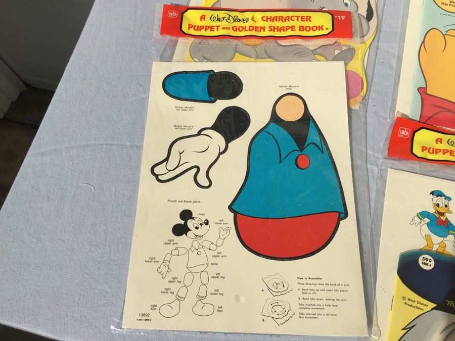 Collection Of Walt Disney Character Puppet And Golden Shape Book Sealed New In Packaging  [Photo 3]