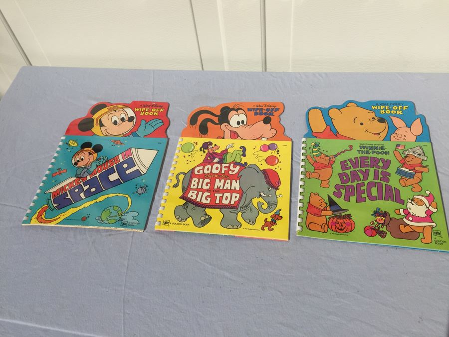 (3) Walt Disney Wipe-Off Books Mickey Mouse In Space Goofy Winnie The Pooh Sealed