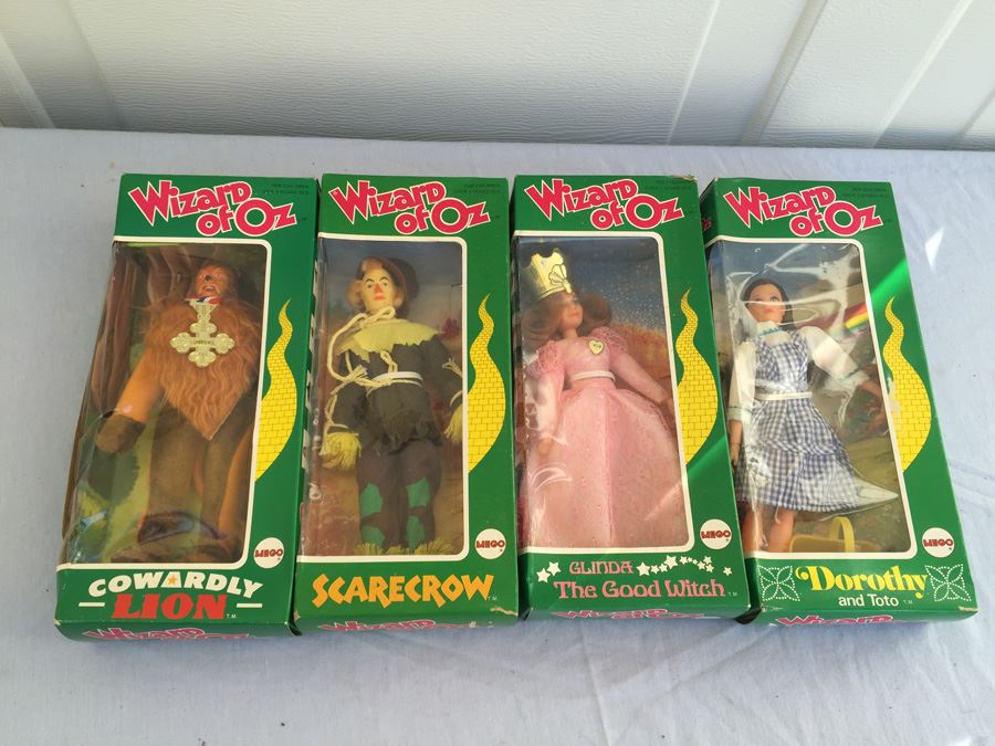 (4) Mego Action Figures Dolls New In Box Wizard Of Oz Cowardly Lion Scarecrow Glinda Good Witch Dorothy Toto 1974 [Photo 1]