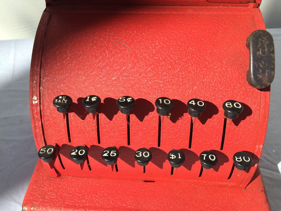 Vintage Red Metal Toy Cash Register [Photo 4]