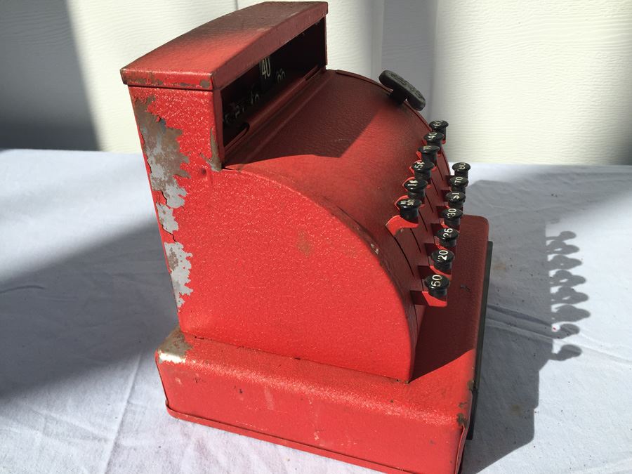 Vintage Red Metal Toy Cash Register [Photo 8]