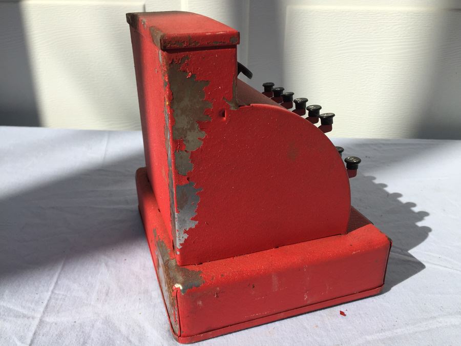 Vintage Red Metal Toy Cash Register [Photo 7]