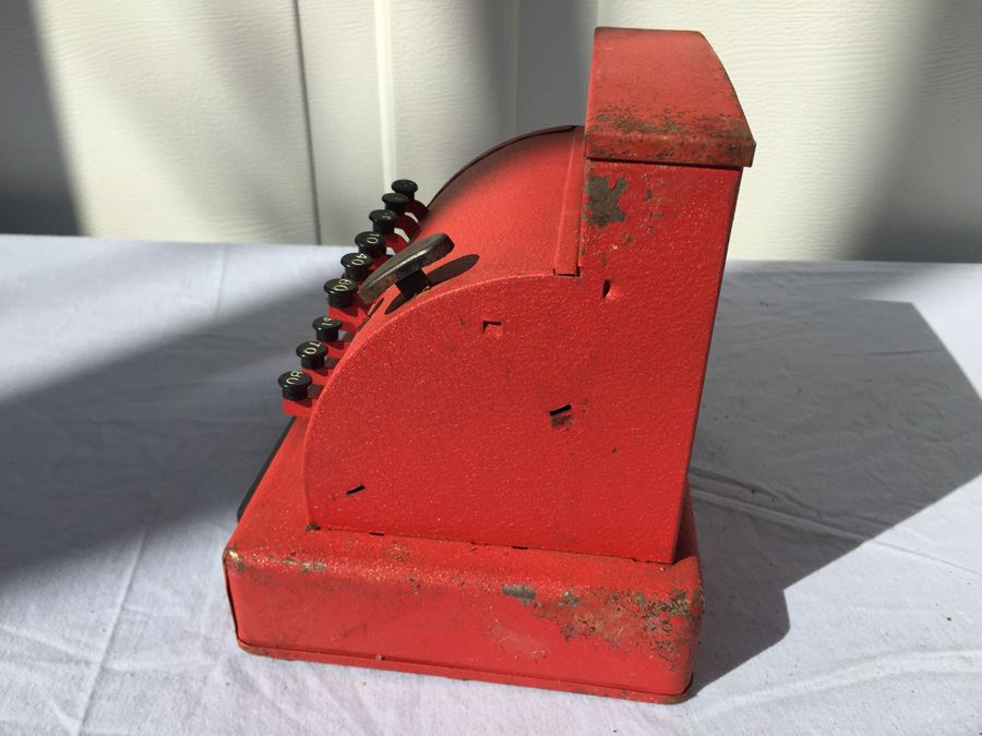 Vintage Red Metal Toy Cash Register [Photo 5]