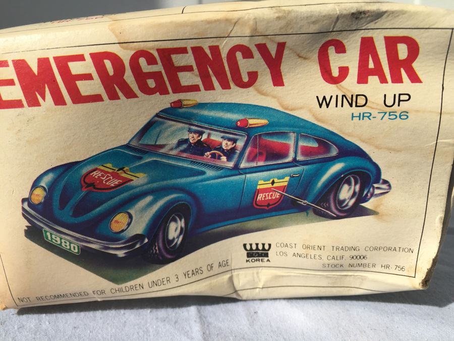 Emergency Car Wind Up Tin Litho Toy COTC New In Box [Photo 4]