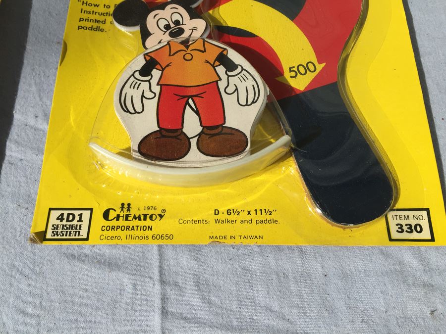 Pair Of Mickey Mouse Club Wobbly Walker Race New On Card 1976 [Photo 4]