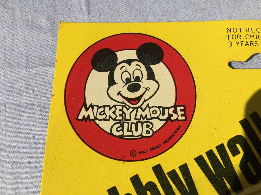 Pair Of Mickey Mouse Club Wobbly Walker Race New On Card 1976 [Photo 3]