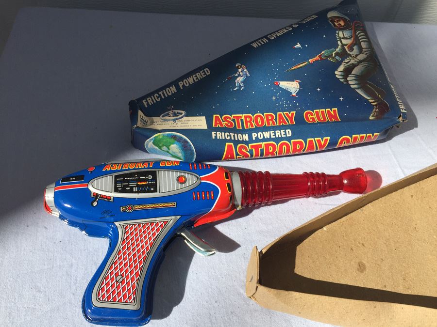 Vintage Astroray Gun Friction Powered Tin Litho New In Box COTC [Photo 3]