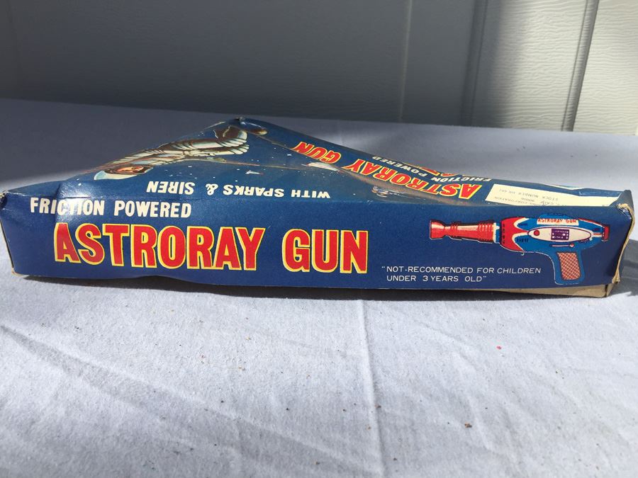 Vintage Astroray Gun Friction Powered Tin Litho New In Box COTC