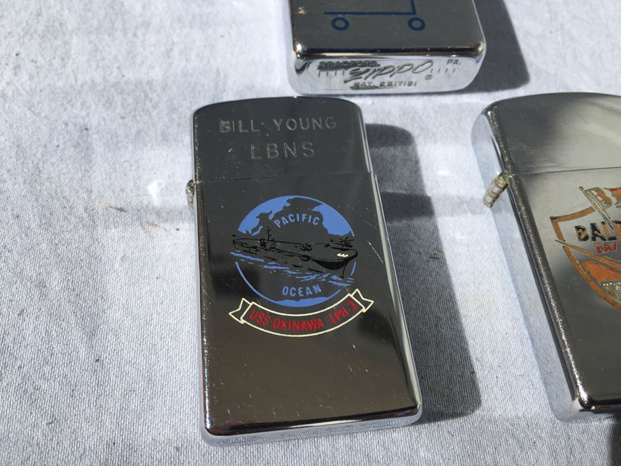 (3) Vintage ZIPPO Lighters Lifetime Warranty USS Okinawa LPH-3 - Balboa Bay Club Newport Beach CA - Reader's Digest Shopping Cart Sweepstakes [Photo 2]