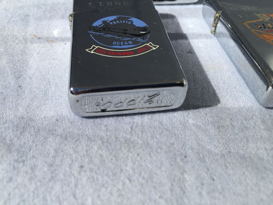 (3) Vintage ZIPPO Lighters Lifetime Warranty USS Okinawa LPH-3 - Balboa Bay Club Newport Beach CA - Reader's Digest Shopping Cart Sweepstakes [Photo 4]