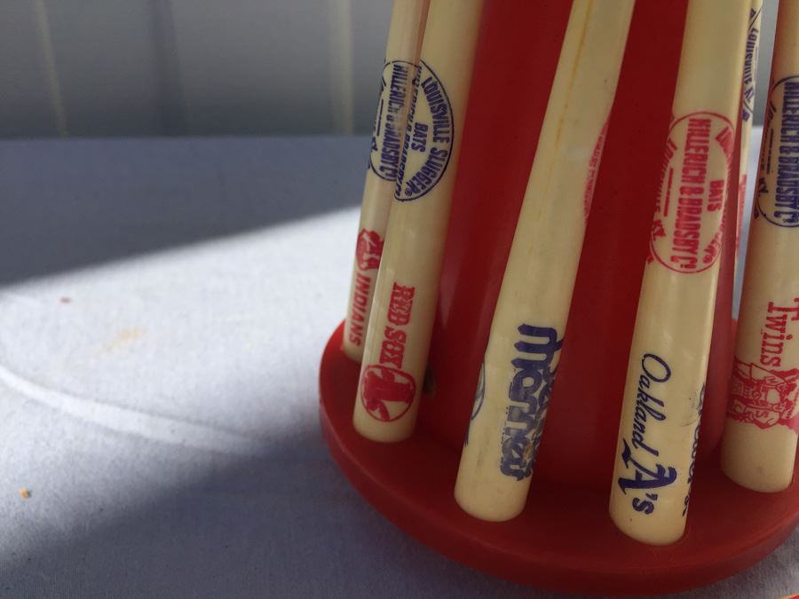 Vintage Plastic Hillerich & Bradsby Co Baseball Bats With Display Carousel - Note That Carousel Is Broken In Several Places [Photo 4]
