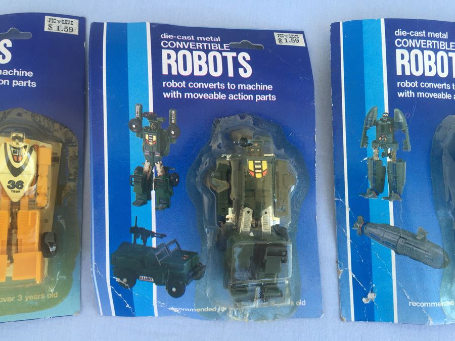 (3) Die-Cast Metal Convertible Robots Transformers Knock Offs New On Card [Photo 5]
