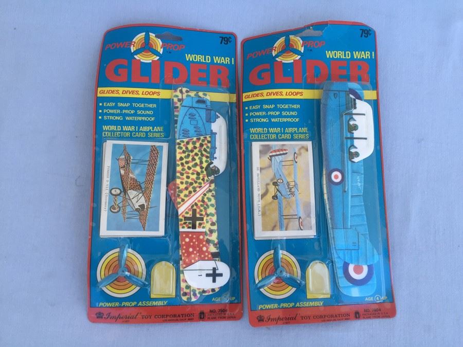 World War I Power Prop Glider New On Card 1977 Fokker D VII Germany - De Havilland Moth U.K.