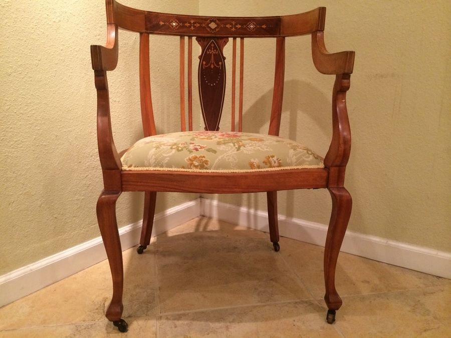 Parlor Chair with Mother of Pearl Inlay and Casters
