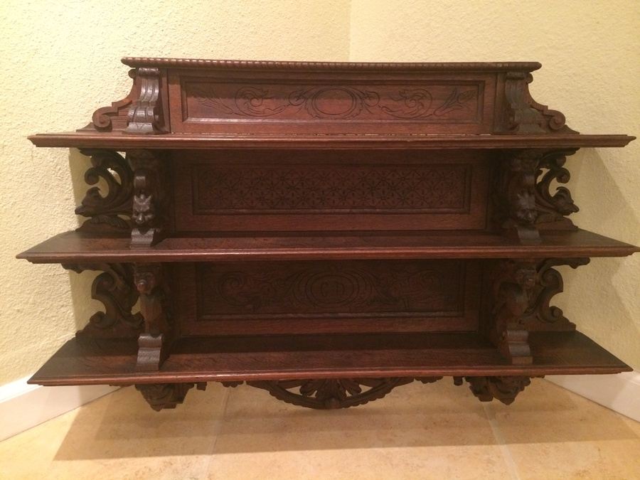 3-Tier Wall Mounted Hand-Carved Shelf [Photo 1]