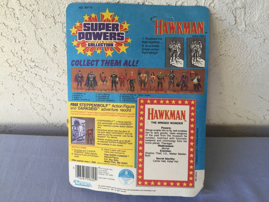 HAWKMAN Super Powers Collection Kenner New On Card Free Comic Book 1984 [Photo 6]