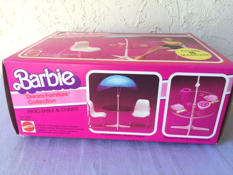 Barbie Dream Furniture Collection Patio Table And Chairs New In Box Mattel 1982 [Photo 3]