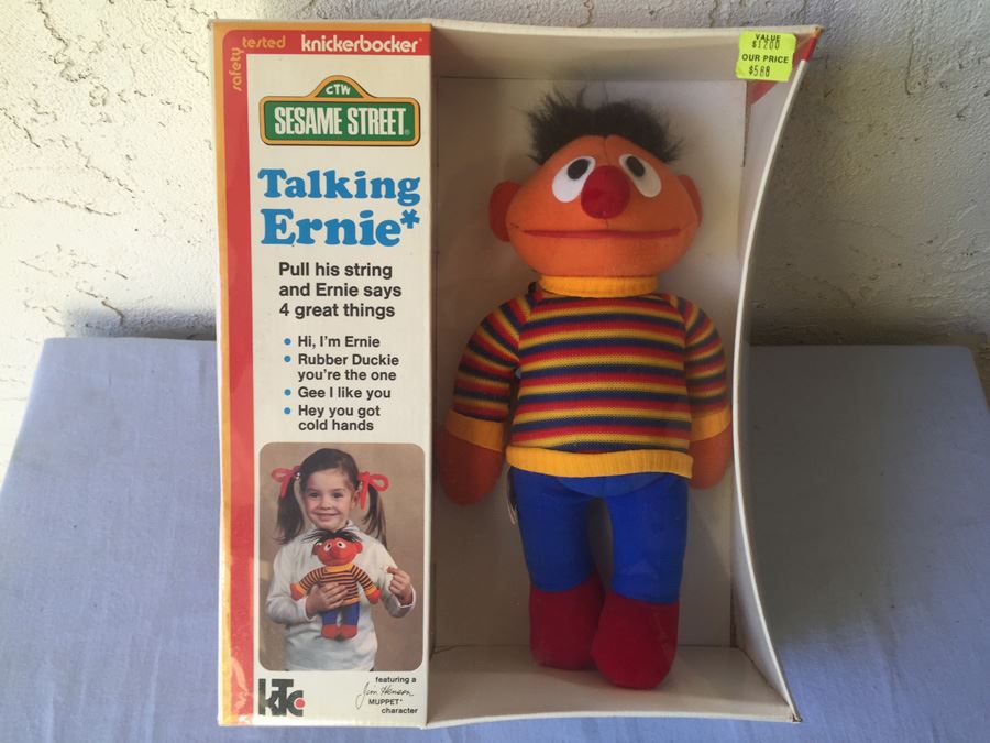 Sesame Street Talking Ernie Jim Henson Muppet Character Sealed New In Box Knickerbocker Toys 1977 [Photo 1]