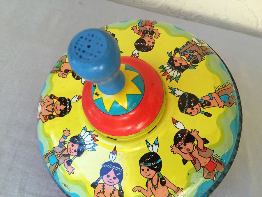 Metal Litho Spinning Top Toy Ten Little Indians Ohio Art [Photo 6]