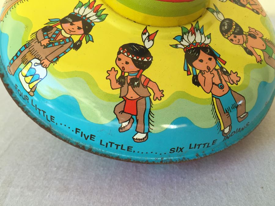 Metal Litho Spinning Top Toy Ten Little Indians Ohio Art [Photo 2]