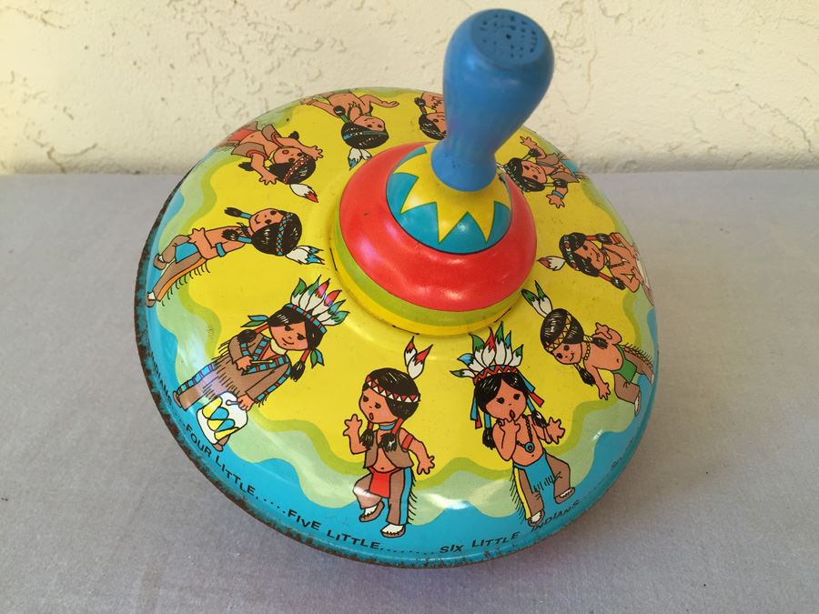 Metal Litho Spinning Top Toy Ten Little Indians Ohio Art [Photo 1]