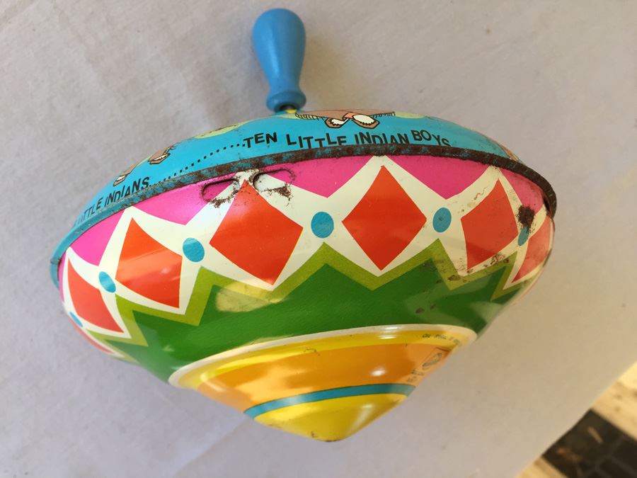 Metal Litho Spinning Top Toy Ten Little Indians Ohio Art [Photo 8]