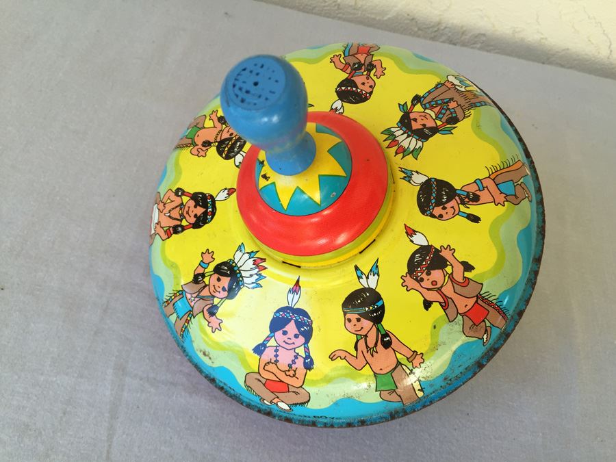 Metal Litho Spinning Top Toy Ten Little Indians Ohio Art [Photo 7]