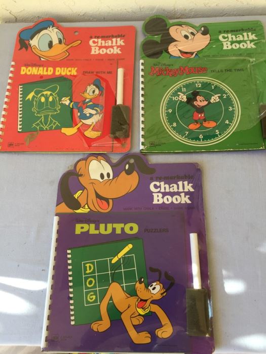 (3) Walt Disney Chalk Book Mickey Mouse Tells The Time Pluto Donald Duck Books [Photo 1]