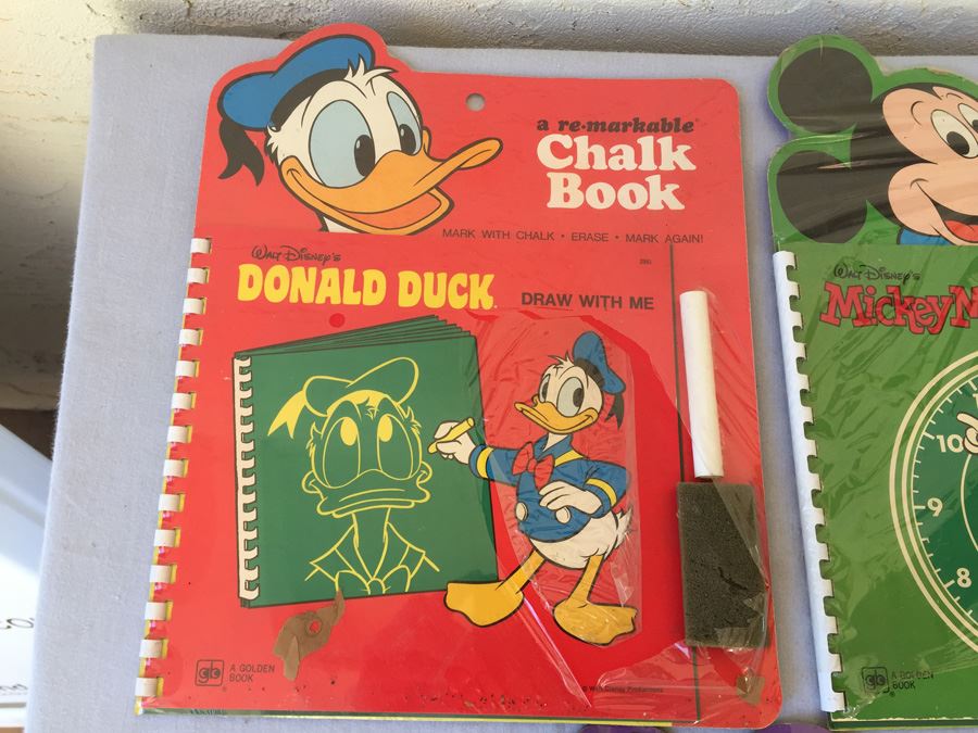 (3) Walt Disney Chalk Book Mickey Mouse Tells The Time Pluto Donald Duck Books [Photo 2]