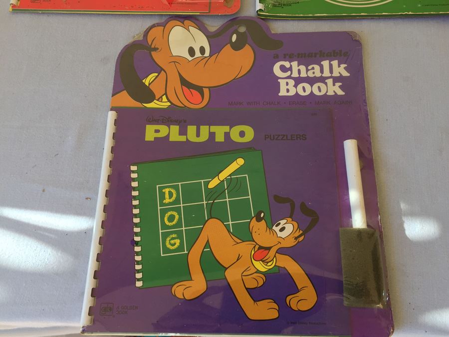 (3) Walt Disney Chalk Book Mickey Mouse Tells The Time Pluto Donald Duck Books [Photo 3]