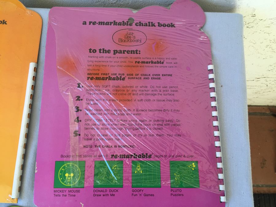 (3) Walt Disney Chalk Book Mickey Mouse Tells The Time Pluto Donald Duck Books [Photo 14]
