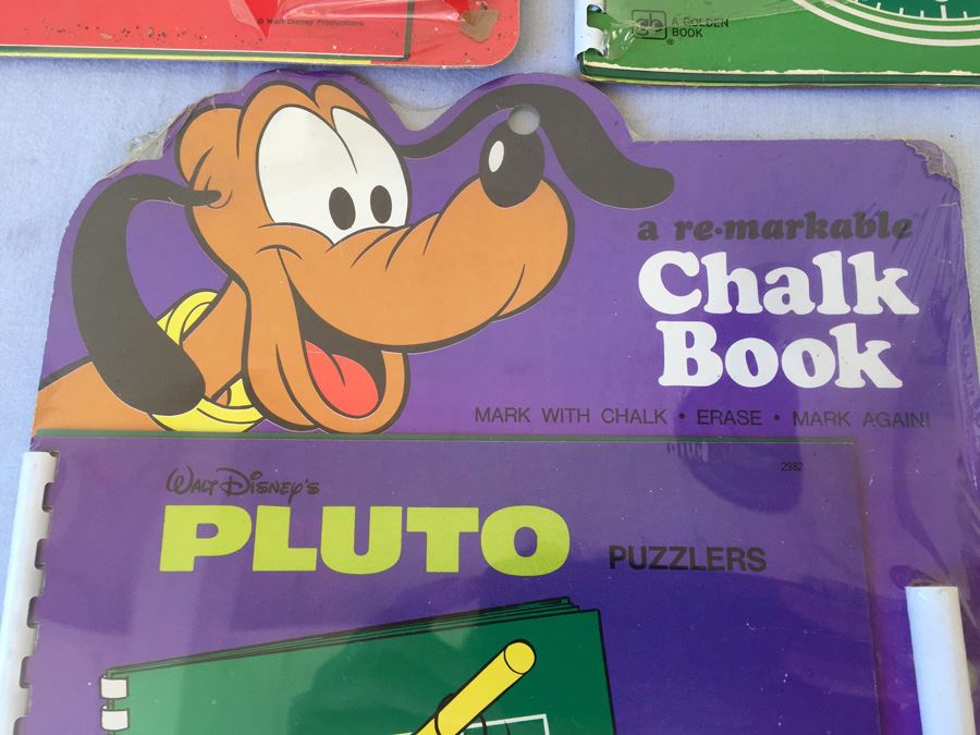 (3) Walt Disney Chalk Book Mickey Mouse Tells The Time Pluto Donald Duck Books [Photo 4]