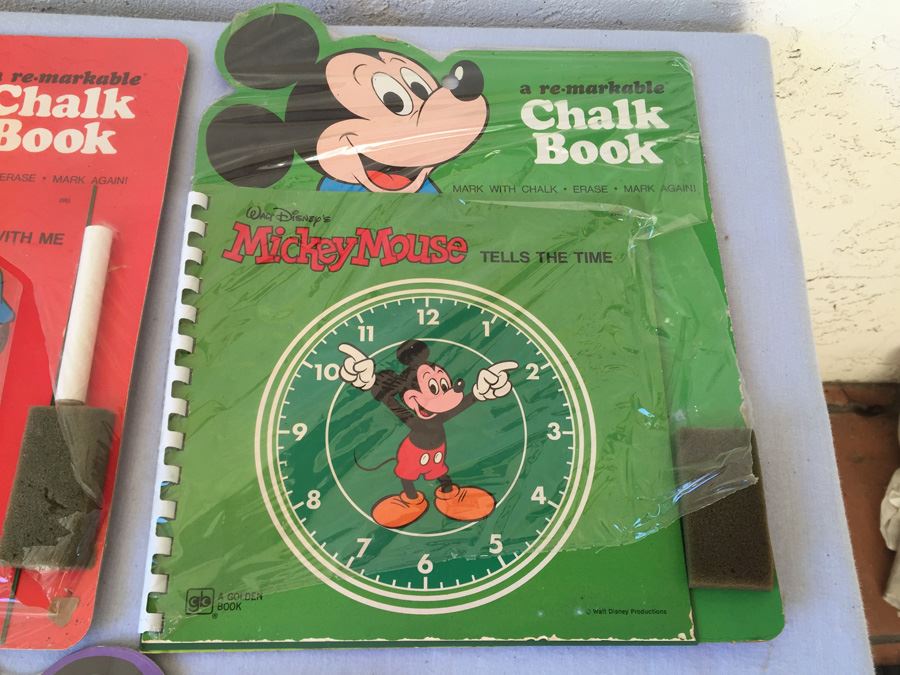 (3) Walt Disney Chalk Book Mickey Mouse Tells The Time Pluto Donald Duck Books [Photo 6]