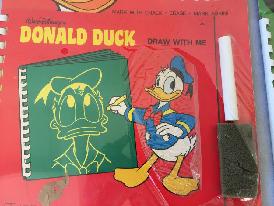 (3) Walt Disney Chalk Book Mickey Mouse Tells The Time Pluto Donald Duck Books [Photo 9]