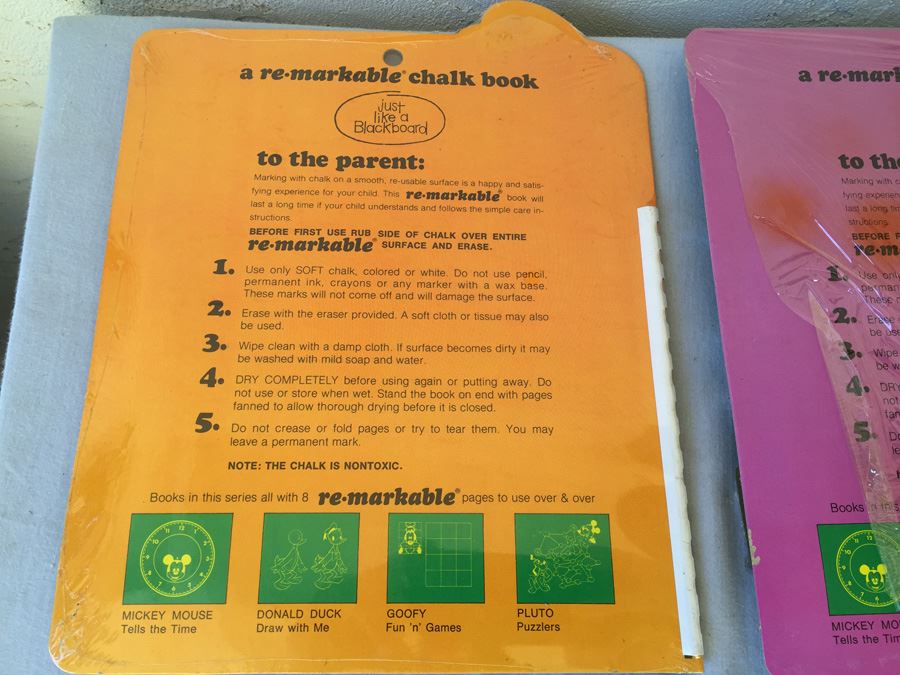 (3) Walt Disney Chalk Book Mickey Mouse Tells The Time Pluto Donald Duck Books [Photo 13]