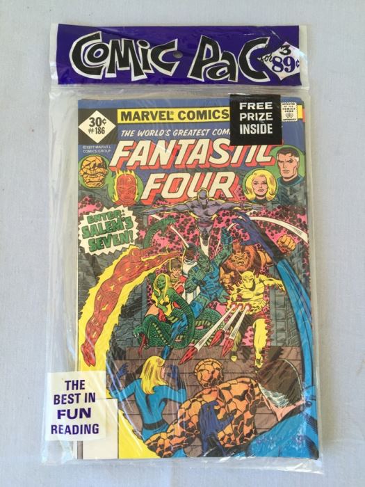 Sealed Marvel Comics 3 Comic Books Fantastic Four #186, Marvel Team Up #62 + MYSTERY COMIC BOOK + FREE PRIZE