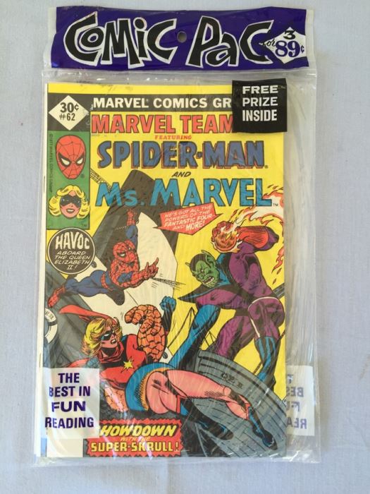 Sealed Marvel Comics 3 Comic Books Fantastic Four #186, Marvel Team Up #62 + MYSTERY COMIC BOOK + FREE PRIZE [Photo 2]
