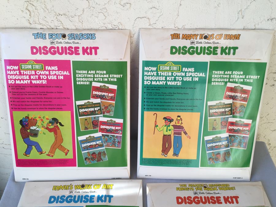(4) Sesame Street Golden Book And Disguise Kit New In Packaging 1980 [Photo 3]