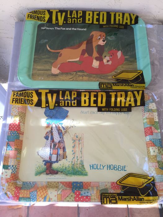 (2) T.V. Lap And Bed Tray Folding Table New Walt Disney's The Fox And The Hound And Holly Hobbie