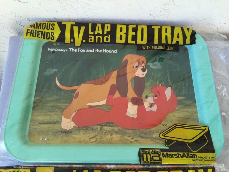 (2) T.V. Lap And Bed Tray Folding Table New Walt Disney's The Fox And The Hound And Holly Hobbie [Photo 3]