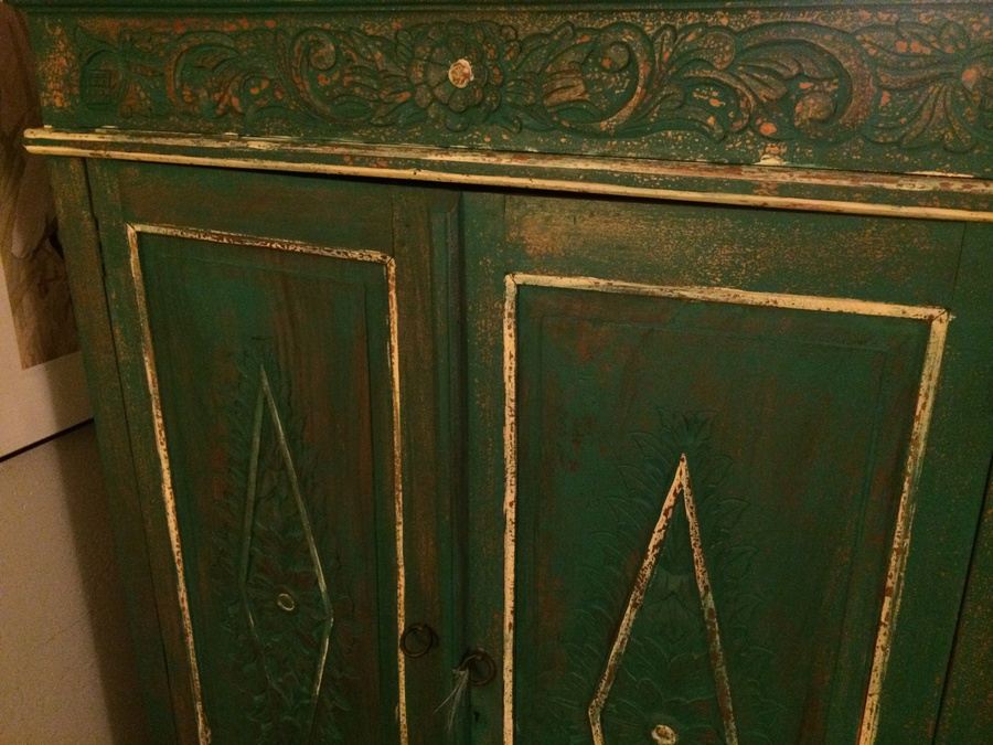 Green Teak Armoire with Drawer [Photo 2]