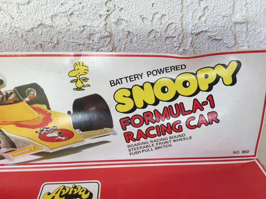 Vintage SNOOPY Formula-1 Battery Powered Racing Car New In Box Aviva Hasbro [Photo 4]