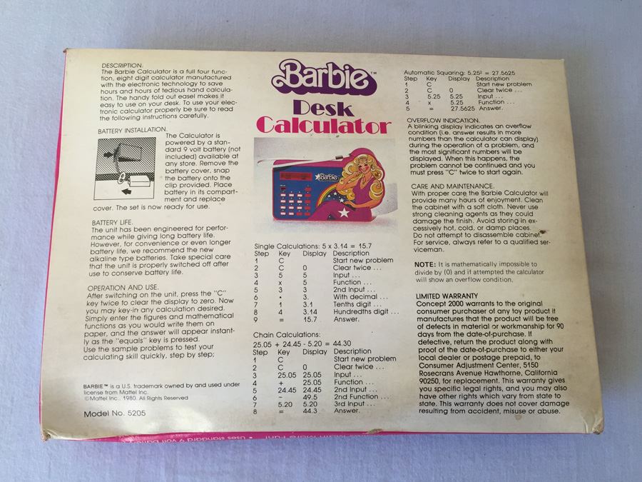 Barbie Desk Calculator Mattel New In Box 1980 [Photo 3]