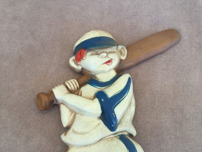 Painted Metal Baseball Players Wall Art Kids Room SEXTON 1970 Pitcher Catcher Hitter [Photo 4]