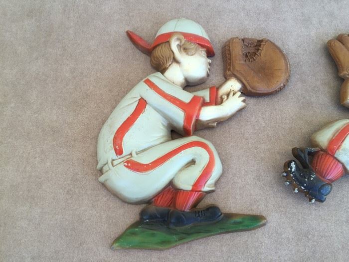 Painted Metal Baseball Players Wall Art Kids Room SEXTON 1970 Pitcher Catcher Hitter [Photo 6]