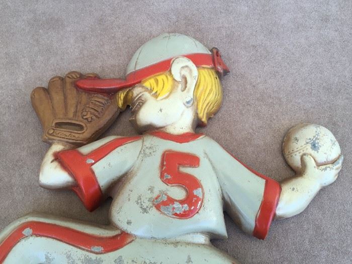 Painted Metal Baseball Players Wall Art Kids Room SEXTON 1970 Pitcher Catcher Hitter [Photo 5]